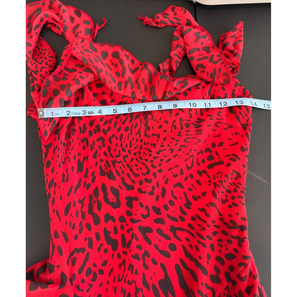 I.AM.GIA Julietta Mini Dress Red Leopard Mini Bodycon Chiffon Ruffle Medium - Picture 12 of 13